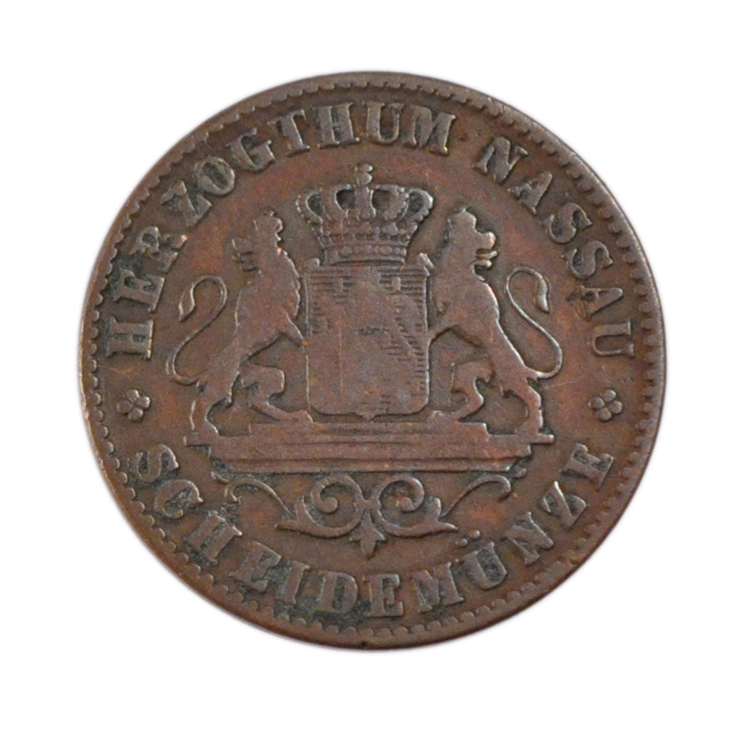 GERMAN STATES, Kreuzer, 1859, Wiesbaden, KM #74, VF(20-25), Copper, 3.80