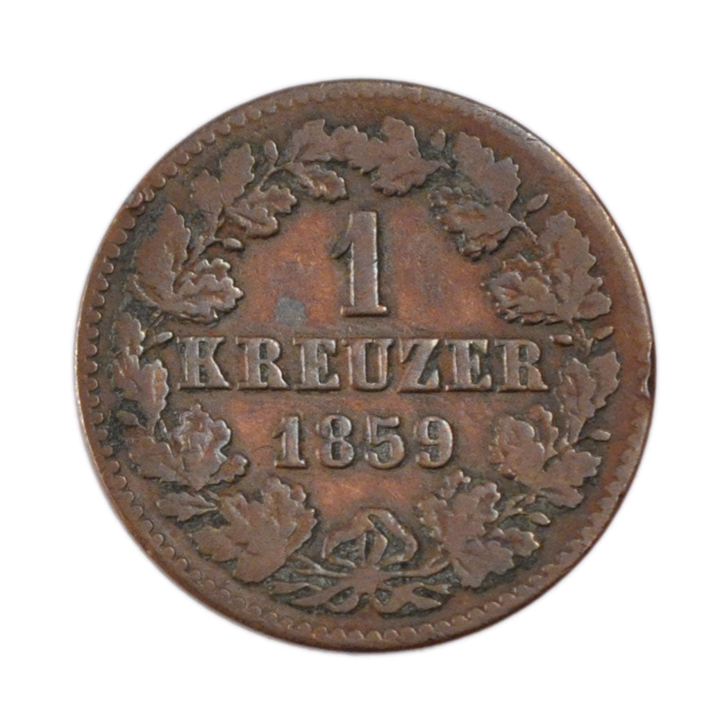 GERMAN STATES, Kreuzer, 1859, Wiesbaden, KM #74, VF(20-25), Copper, 3.80