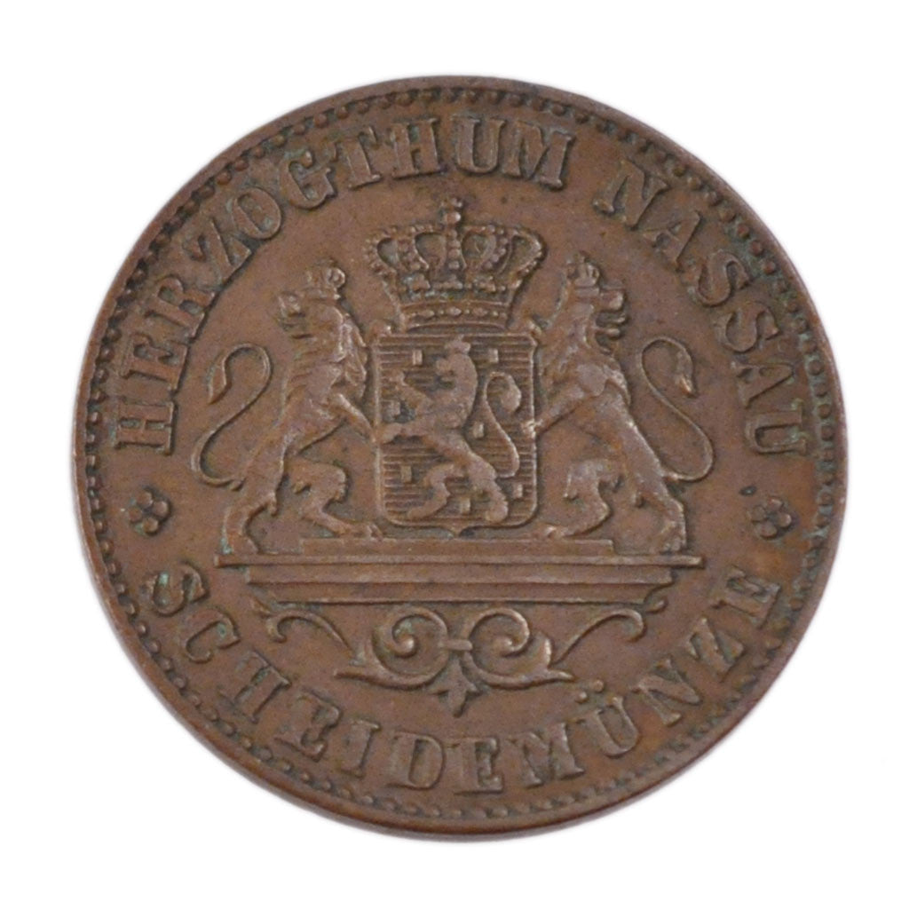 Coin, German States, NASSAU, Adolph, Kreuzer, 1859, Wiesbaden, AU(50-53), Copper