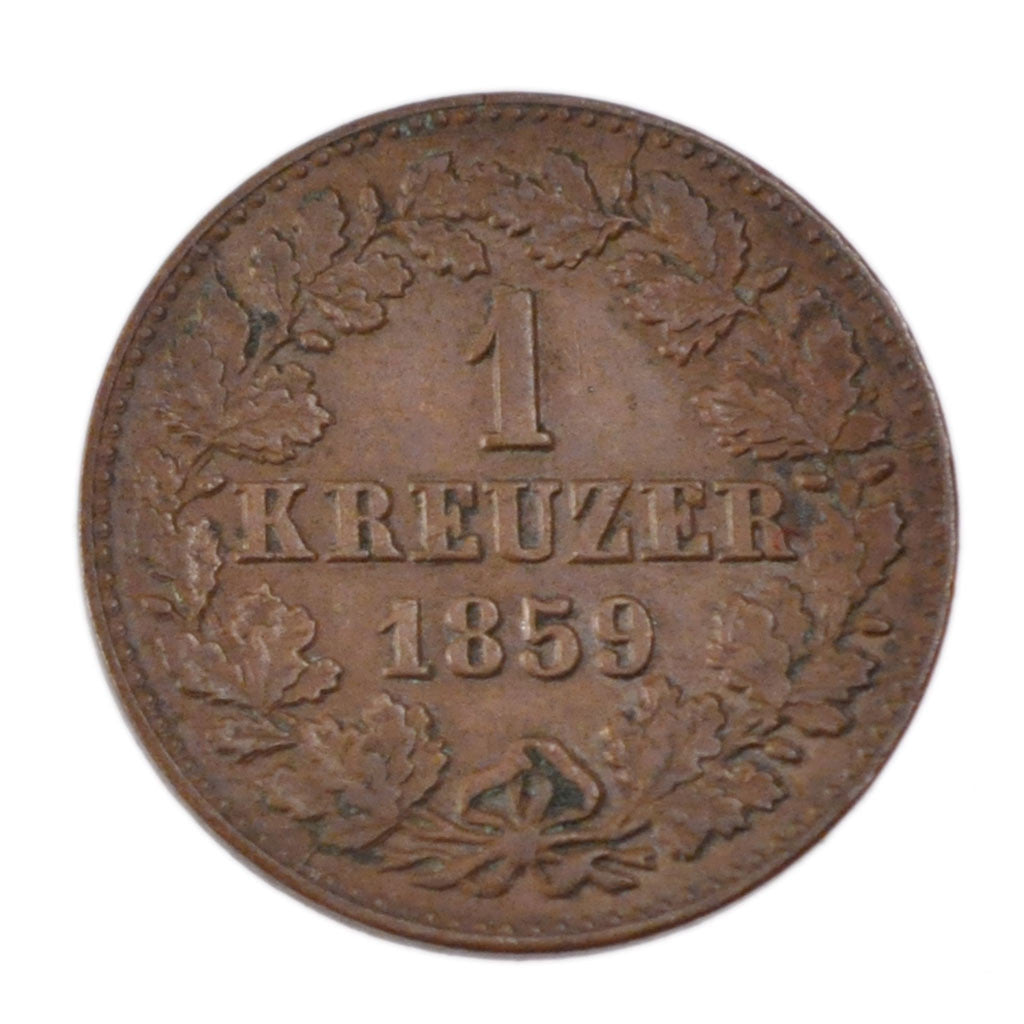 Coin, German States, NASSAU, Adolph, Kreuzer, 1859, Wiesbaden, AU(50-53), Copper
