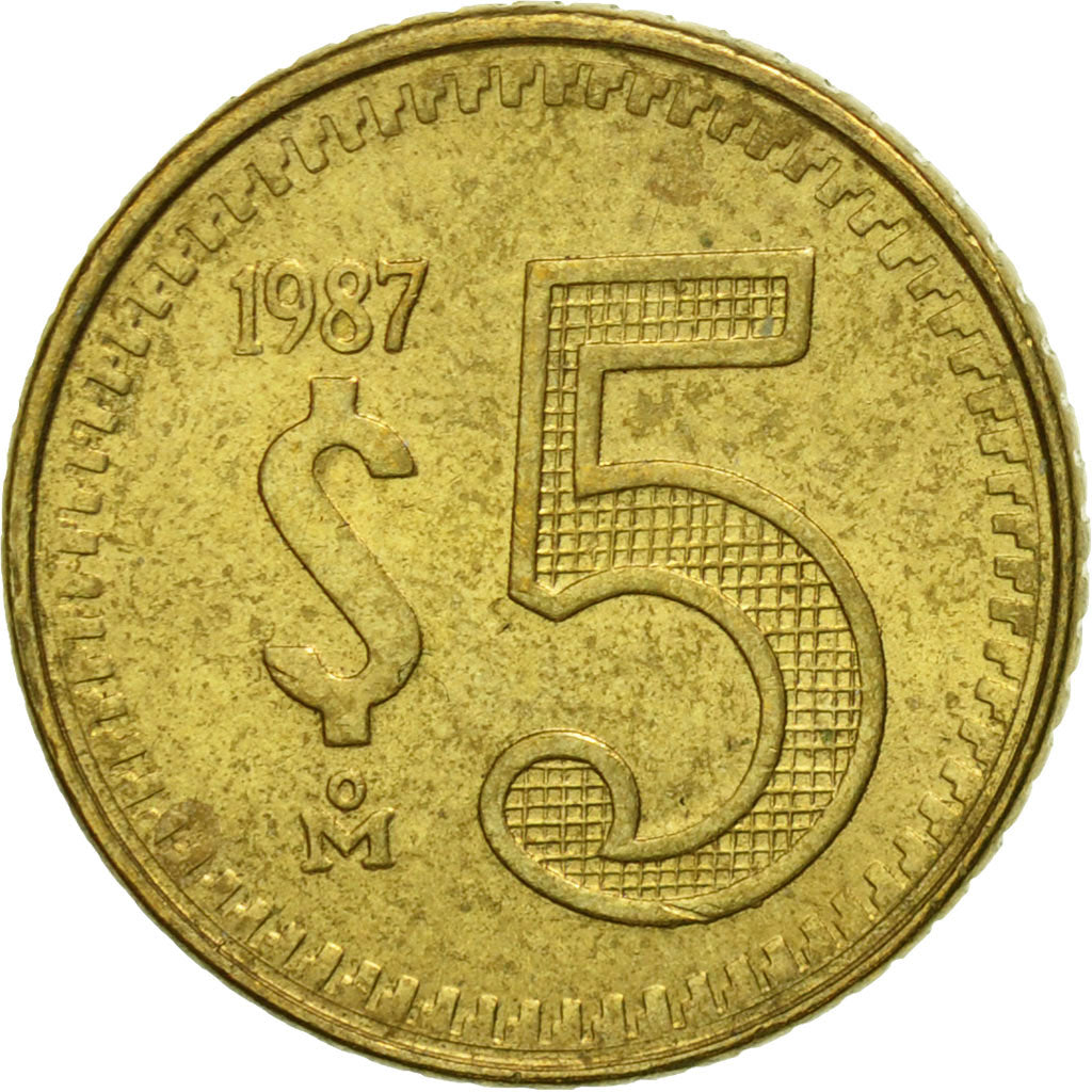 Monnaie, Mexique, 5 Pesos, 1987, Mexico City, TB+, Laiton, KM:502