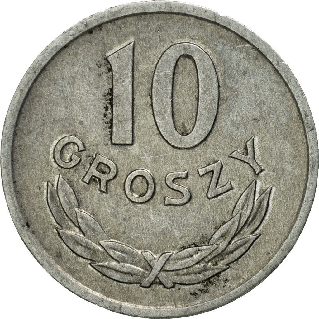 Moneda, Polonia, 10 Groszy, 1966, Warsaw, BC+, Aluminio, KM:AA47