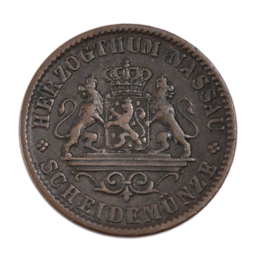 Moneda, Estados alemanes, NASSAU, Adolph, Kreuzer, 1860, Wiesbaden, MBC+, Cobre