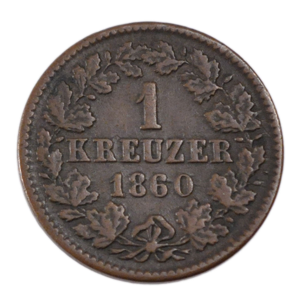 Moneda, Estados alemanes, NASSAU, Adolph, Kreuzer, 1860, Wiesbaden, MBC+, Cobre