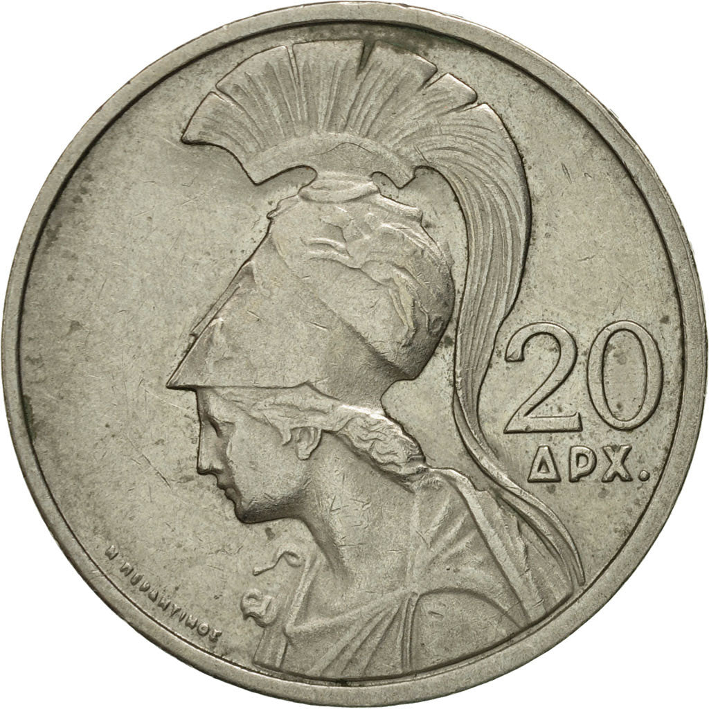 Coin, Greece, 20 Drachmai, 1973, VF(30-35), Copper-nickel, KM:112
