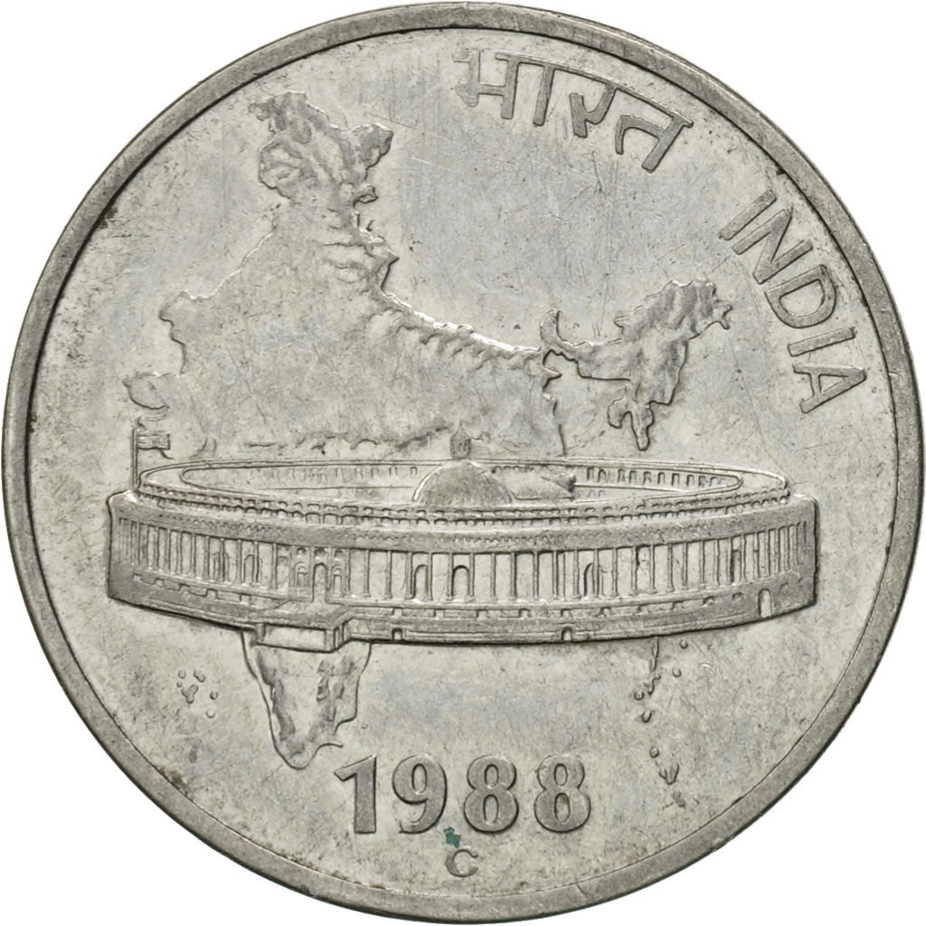 Moneta, INDIE-REPUBLIKA, 50 Paise, 1988, VF(30-35), Stal nierdzewna, KM:69