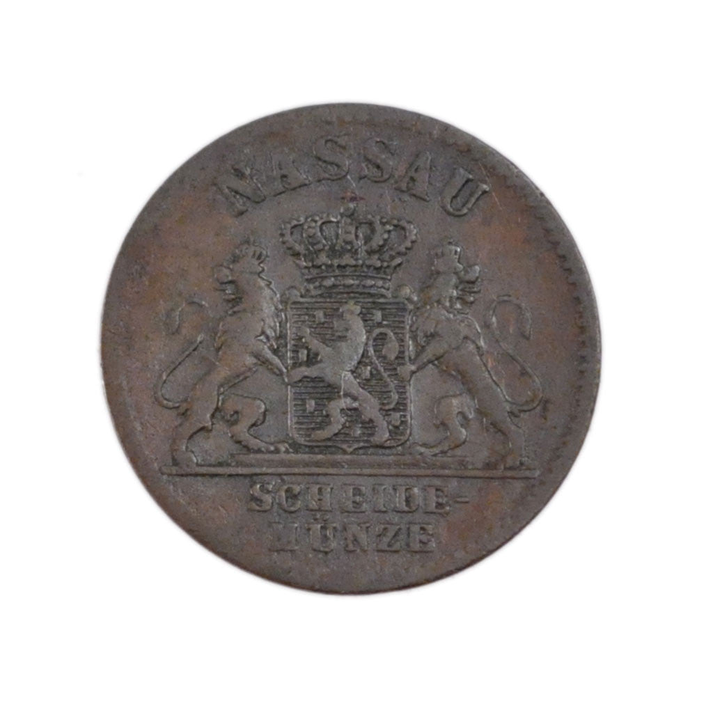 Coin, German States, NASSAU, Adolph, Pfennig, 1862, Wiesbaden, VF(30-35), Copper
