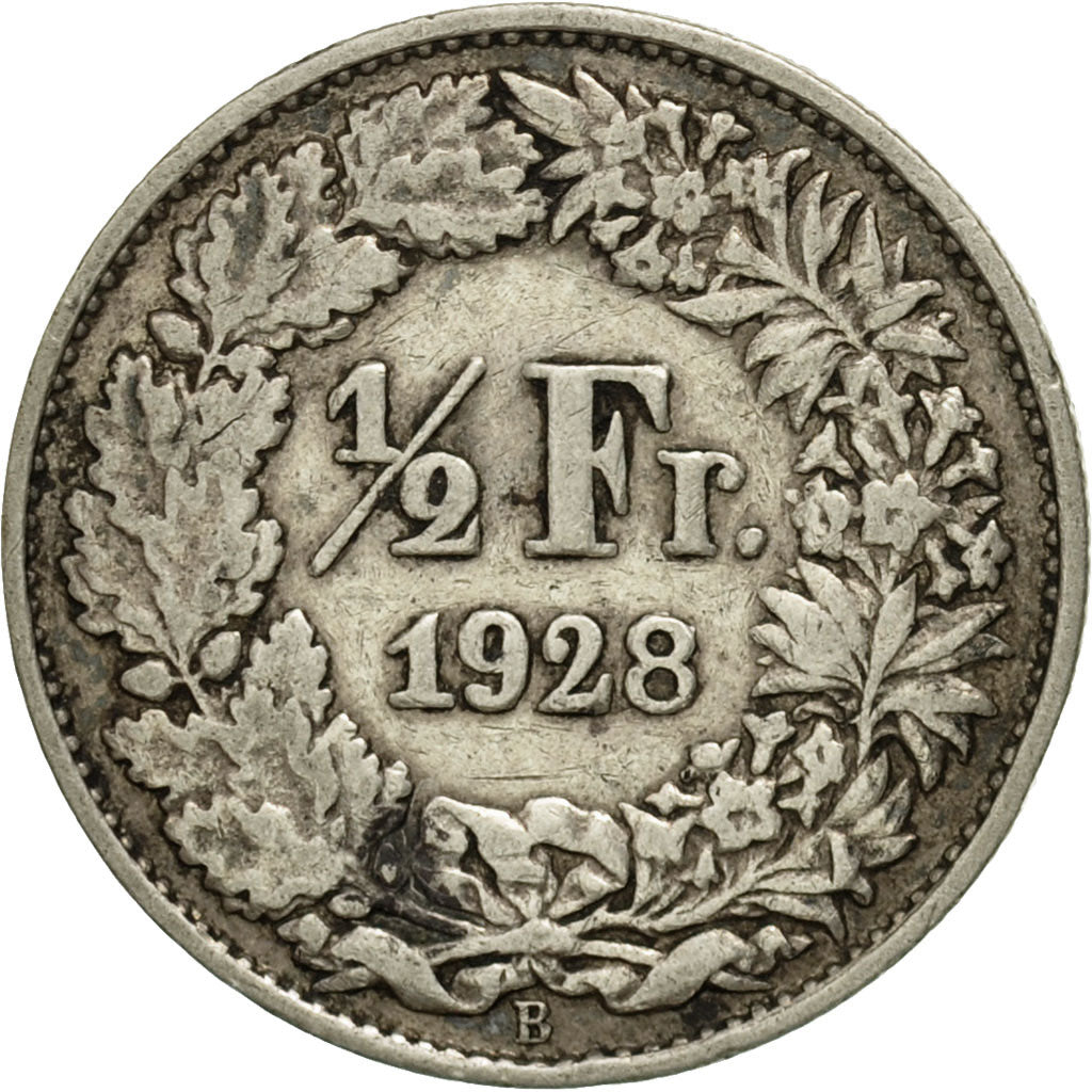 Coin, Switzerland, 1/2 Franc, 1928, Bern, VF(30-35), Silver, KM:23
