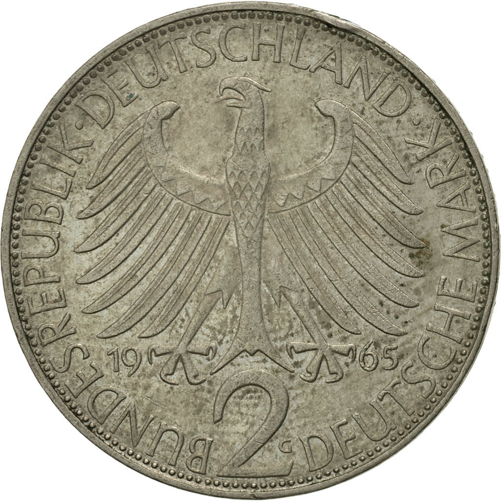 Münze, Bundesrepublik Deutschland, 2 Mark, 1965, Karlsruhe, S+, Copper-nickel
