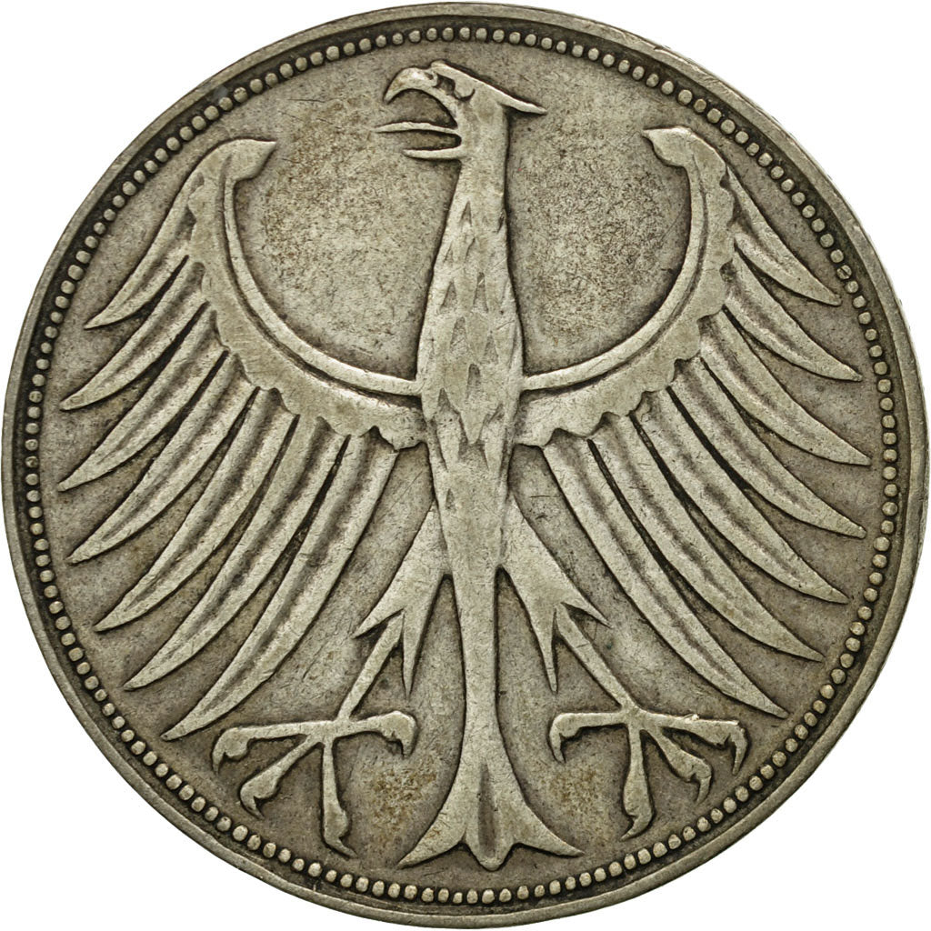Coin, GERMANY - FEDERAL REPUBLIC, 5 Mark, 1951, Munich, VF(20-25), Silver