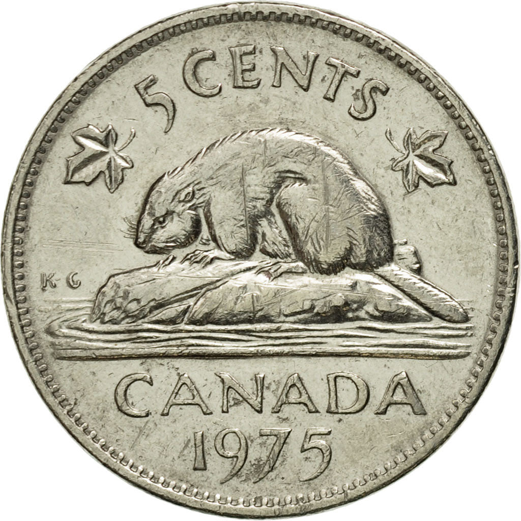 Coin, Canada, Elizabeth II, 5 Cents, 1975, Royal Canadian Mint, Ottawa