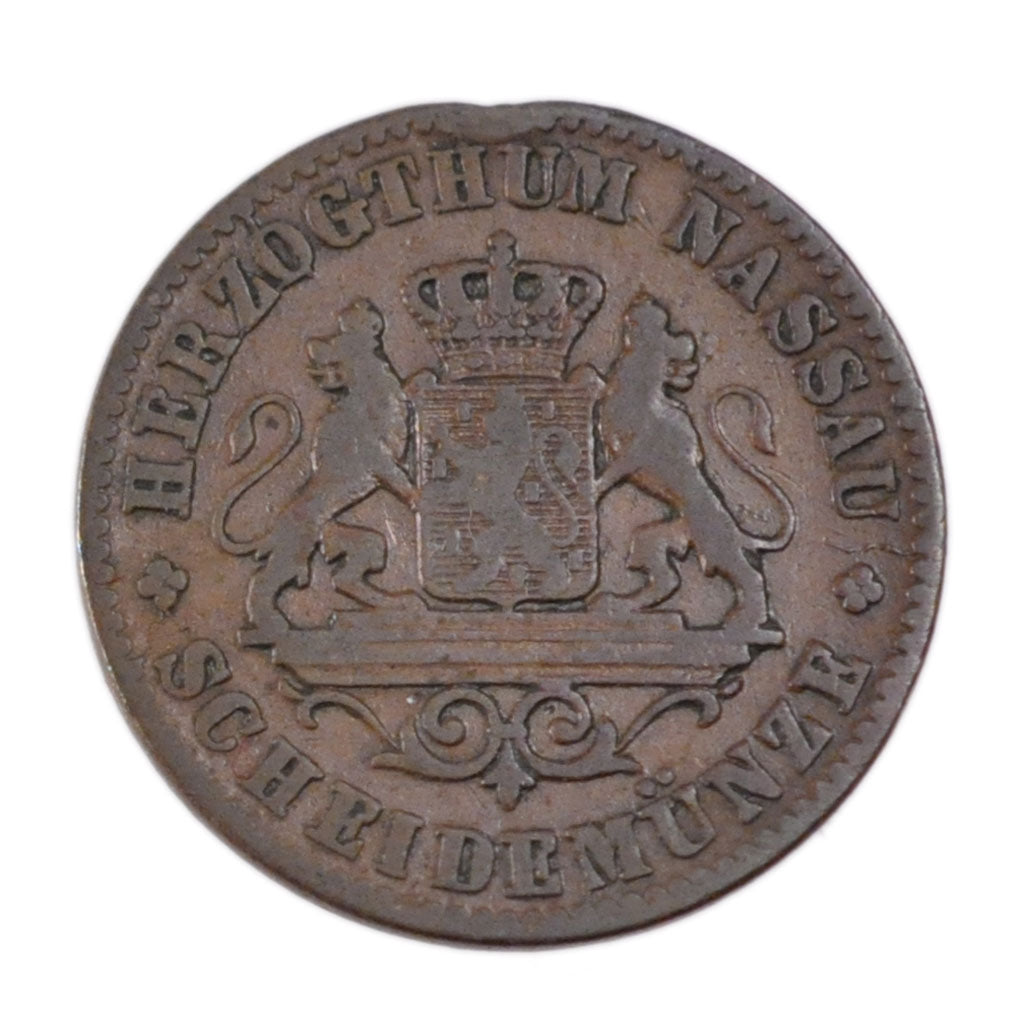 Munten, Duitse staten, NASSAU, Adolph, Kreuzer, 1859, Wiesbaden, FR, Koper
