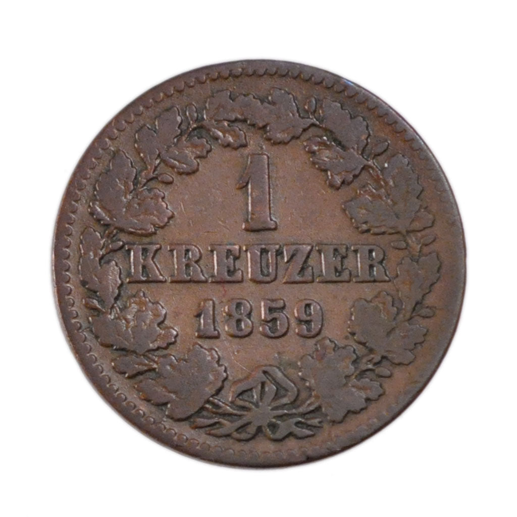 Munten, Duitse staten, NASSAU, Adolph, Kreuzer, 1859, Wiesbaden, FR, Koper