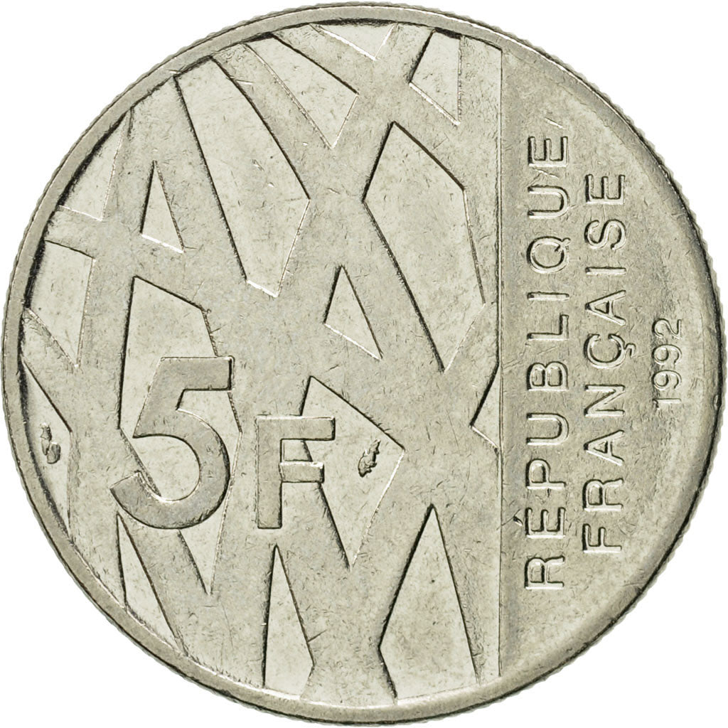 Munten, Frankrijk, Mendès France, 5 Francs, 1992, Paris, FR+, Nickel, KM:1006