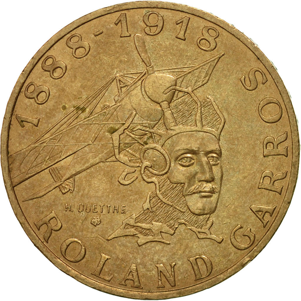 Moneda, Francia, Roland Garros, 10 Francs, 1988, Paris, MBC, Aluminio - bronce