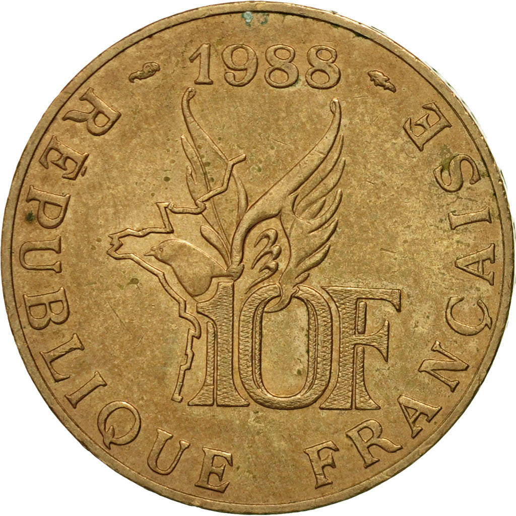 Moneda, Francia, Roland Garros, 10 Francs, 1988, Paris, MBC, Aluminio - bronce