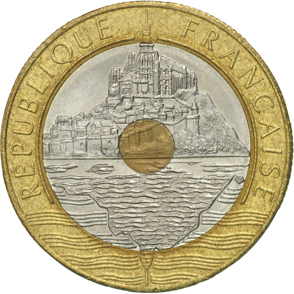 Monnaie, France, Mont Saint Michel, 20 Francs, 1992, Paris, TB+, Tri-Metallic