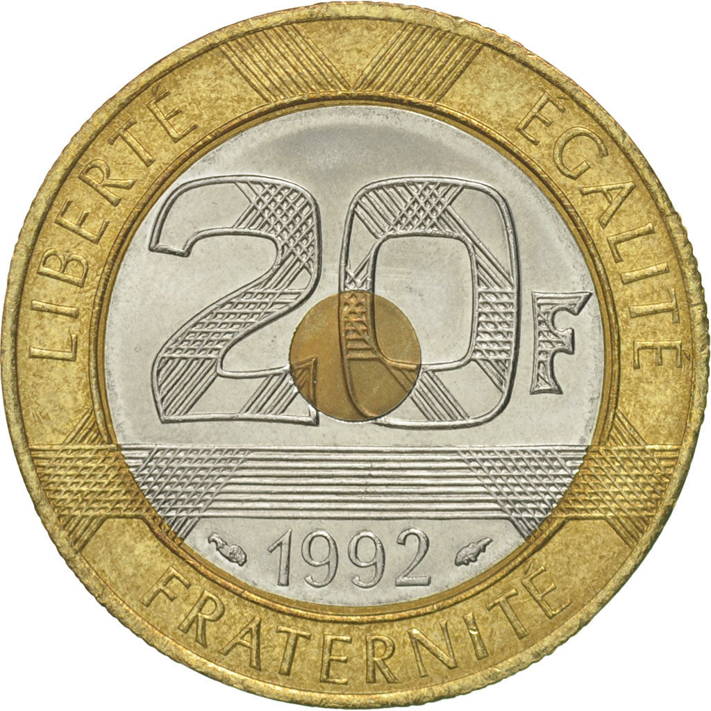 Monnaie, France, Mont Saint Michel, 20 Francs, 1992, Paris, TB+, Tri-Metallic