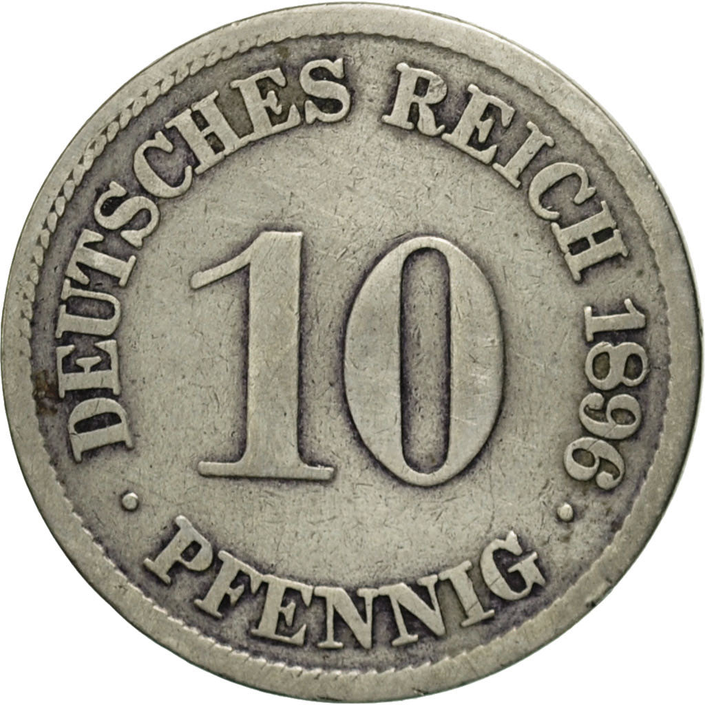 Münze, GERMANY - EMPIRE, Wilhelm II, 10 Pfennig, 1896, Stuttgart, S+