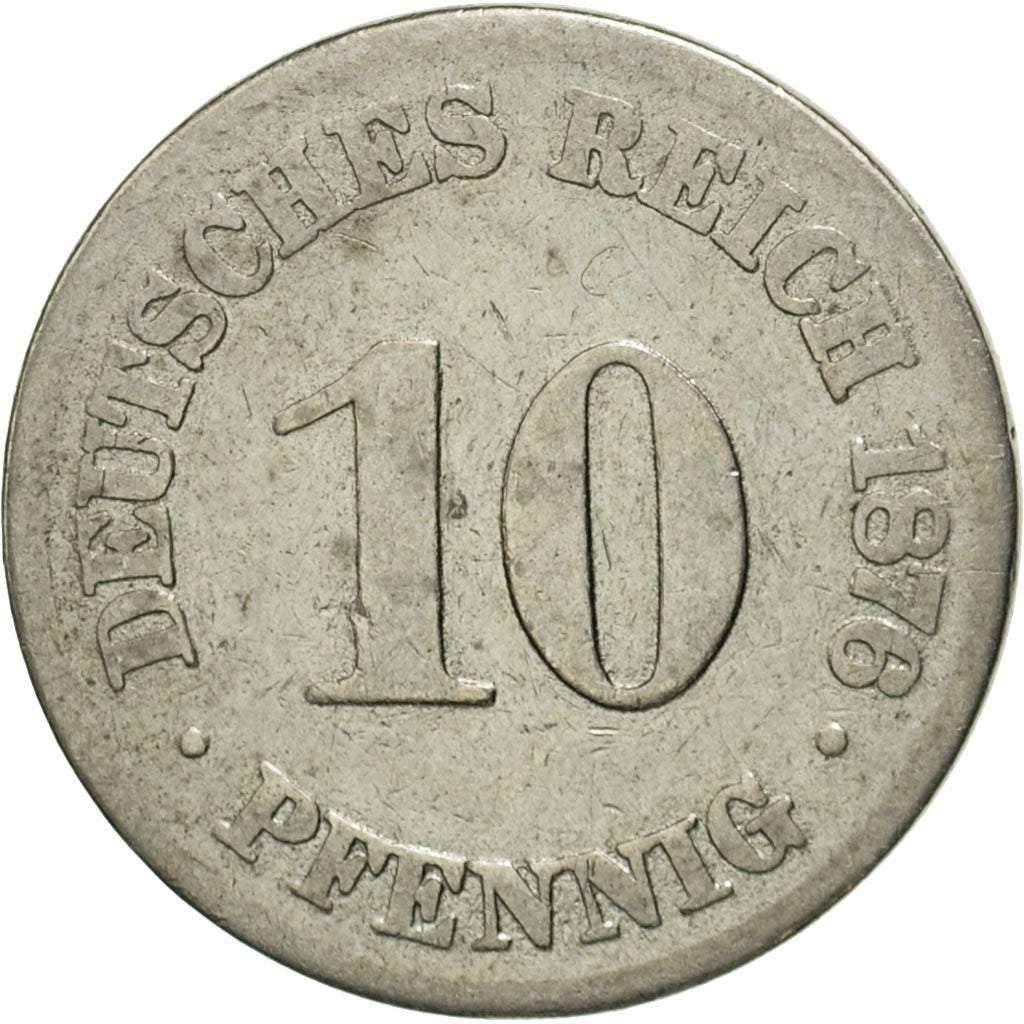 Monnaie, GERMANY - EMPIRE, Wilhelm I, 10 Pfennig, 1876, Frankfurt, TB