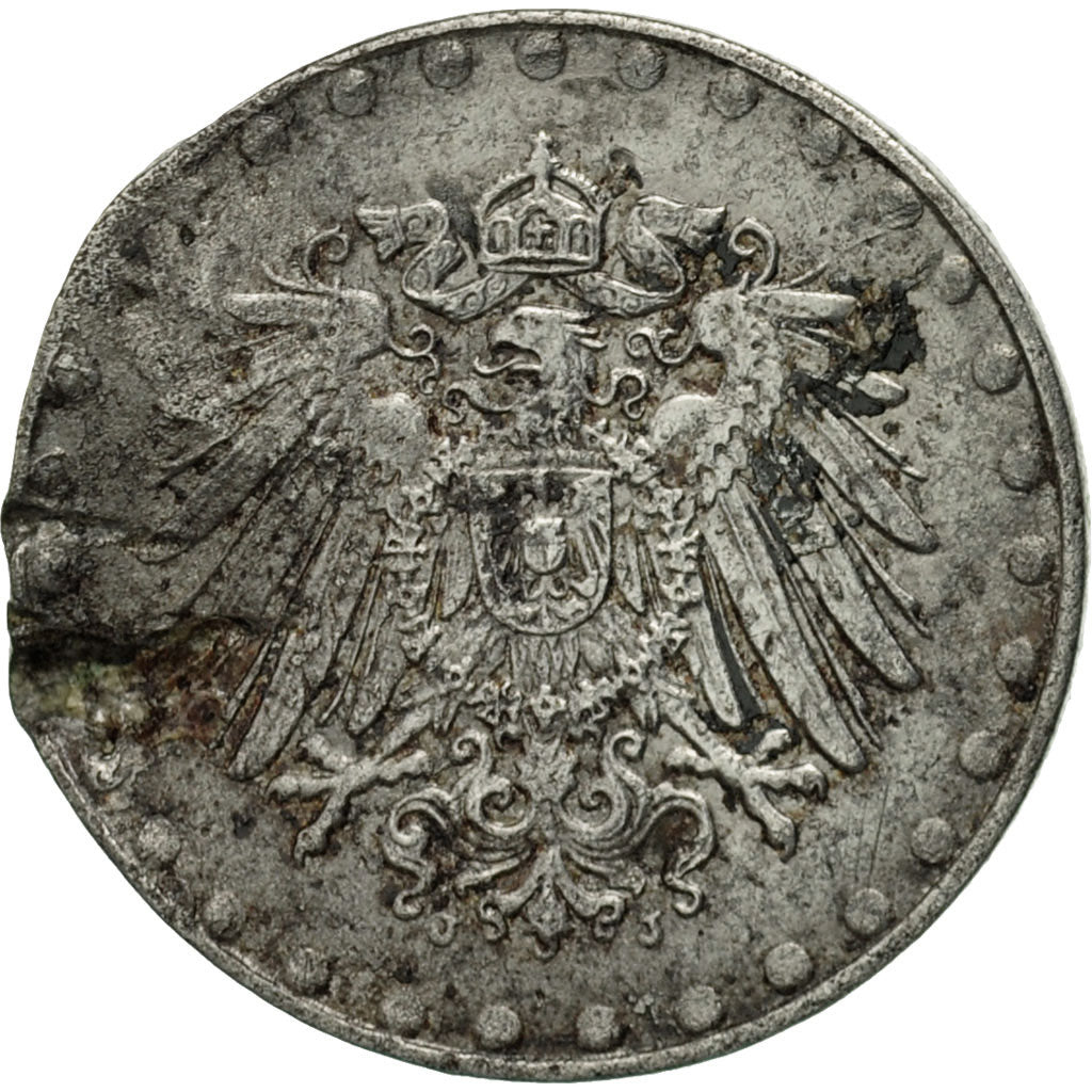 Moneta, NIEMCY - IMPERIUM, 10 Pfennig, 1916, Hamburg, F(12-15), Żelazo, KM:20