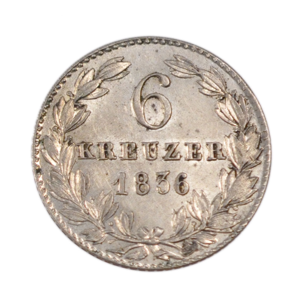 Germania, 6 Kreuzer, 1836, SPL-, Argento
