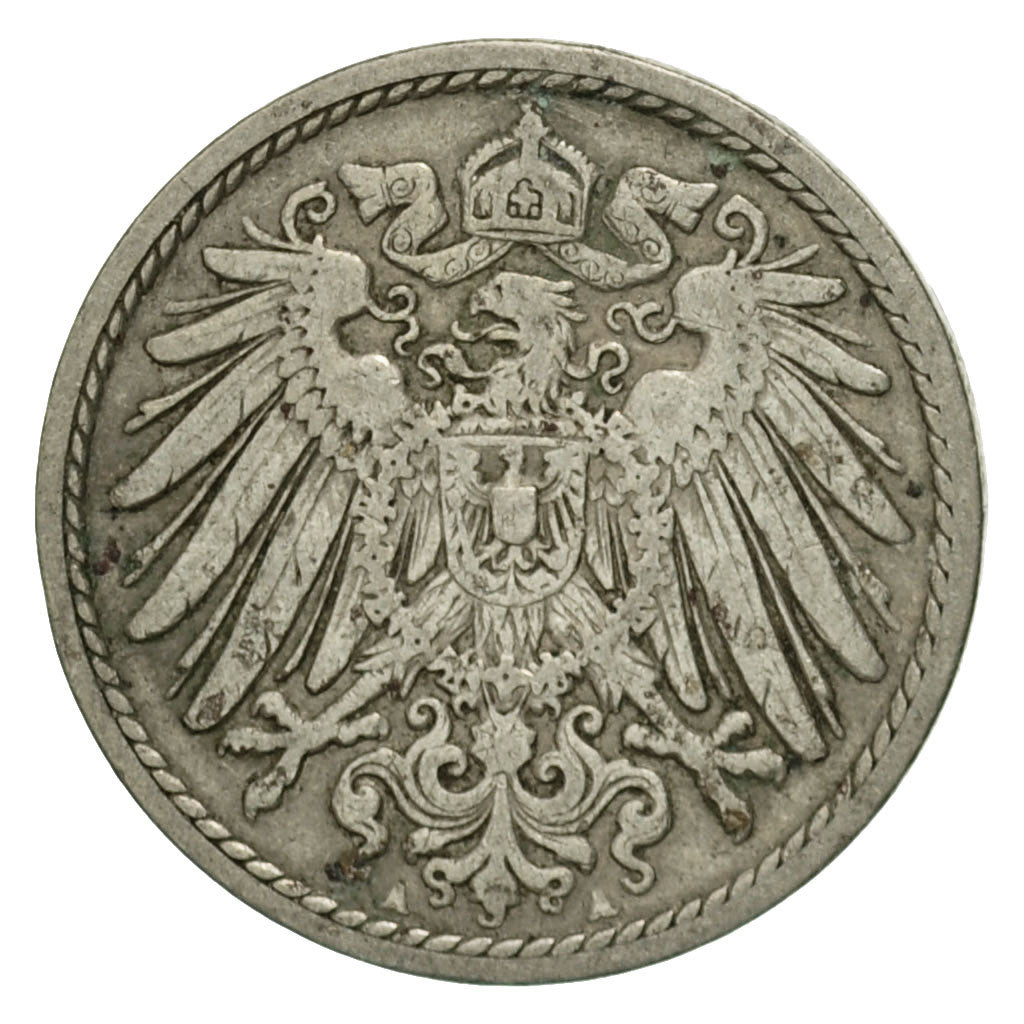 Moneda, ALEMANIA - IMPERIO, Wilhelm II, 5 Pfennig, 1903, Berlin, BC+, Cobre -