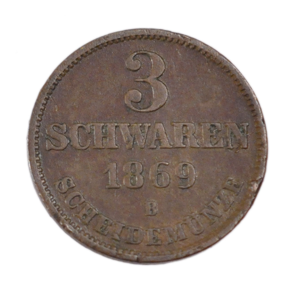 Germany, 3 Schwaren, 1869, VF(30-35), Copper, 3.80