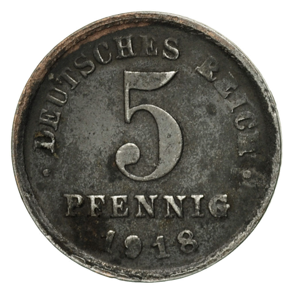 Moneta, GERMANIA - IMPERO, 5 Pfennig, 1918, Karlsruhe, MB, Ferro, KM:19