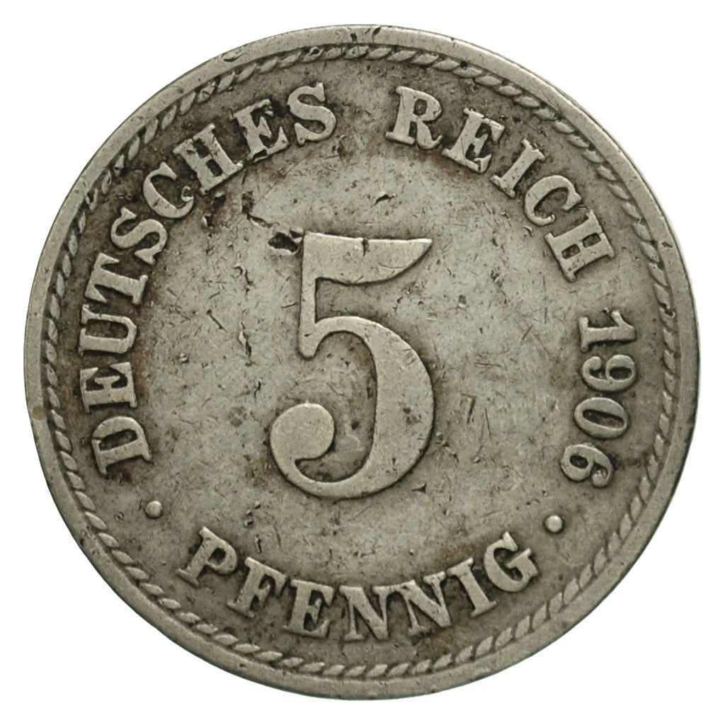 Monnaie, GERMANY - EMPIRE, Wilhelm II, 5 Pfennig, 1906, Berlin, TB+