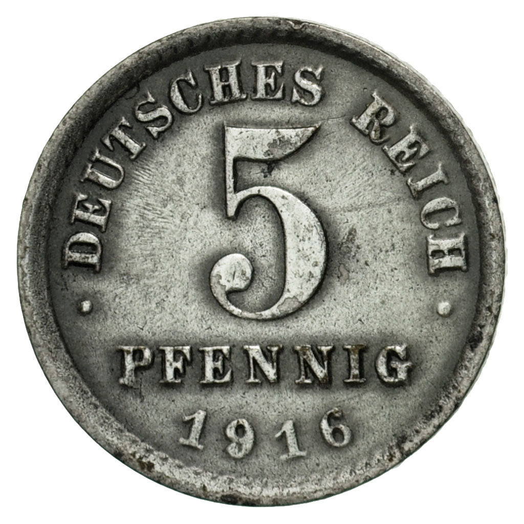 Monnaie, GERMANY - EMPIRE, 5 Pfennig, 1916, Muldenhütten, TB, Iron, KM:19