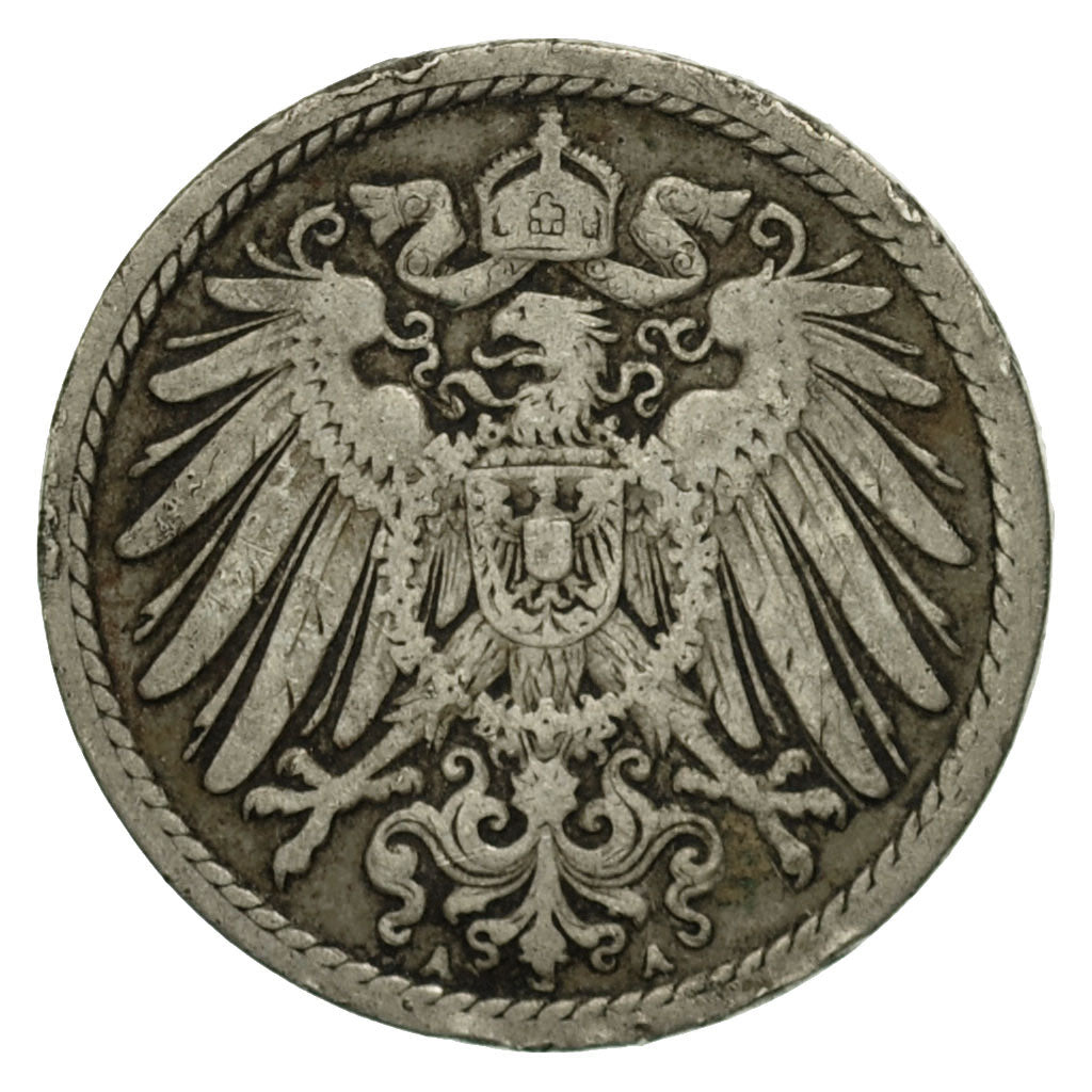 Monnaie, GERMANY - EMPIRE, Wilhelm II, 5 Pfennig, 1904, Berlin, TB