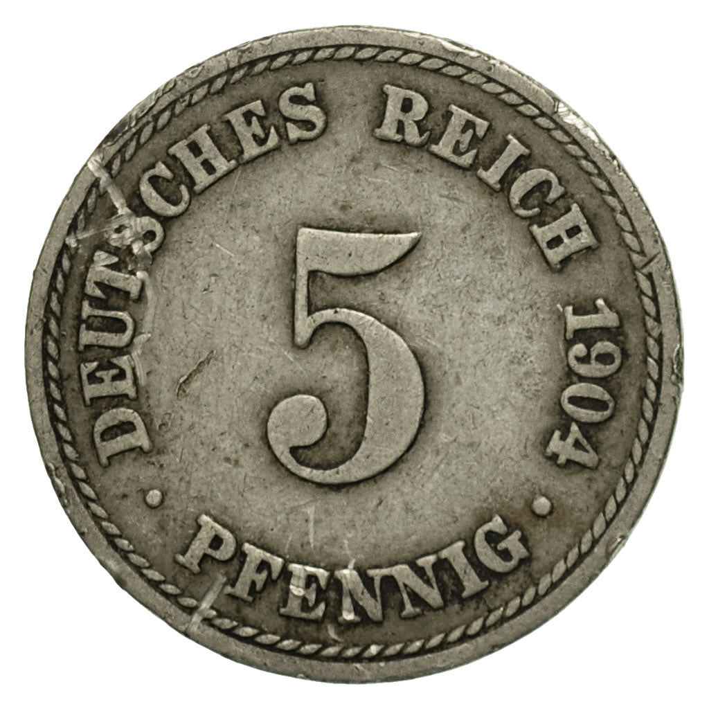 Monnaie, GERMANY - EMPIRE, Wilhelm II, 5 Pfennig, 1904, Berlin, TB
