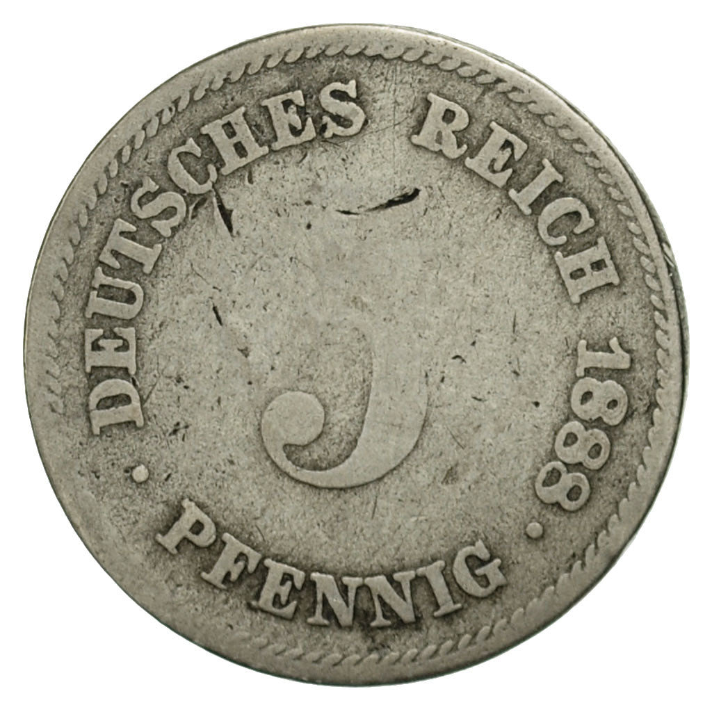 Coin, GERMANY - EMPIRE, Wilhelm I, 5 Pfennig, 1888, Munich, F(12-15)