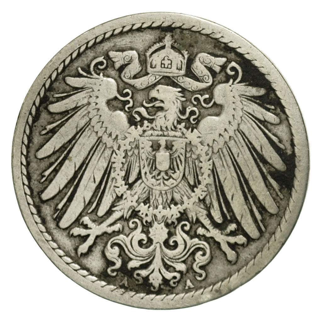 Moneta, NIEMCY - IMPERIUM, Wilhelm II, 5 Pfennig, 1900, Berlin, VF(30-35)