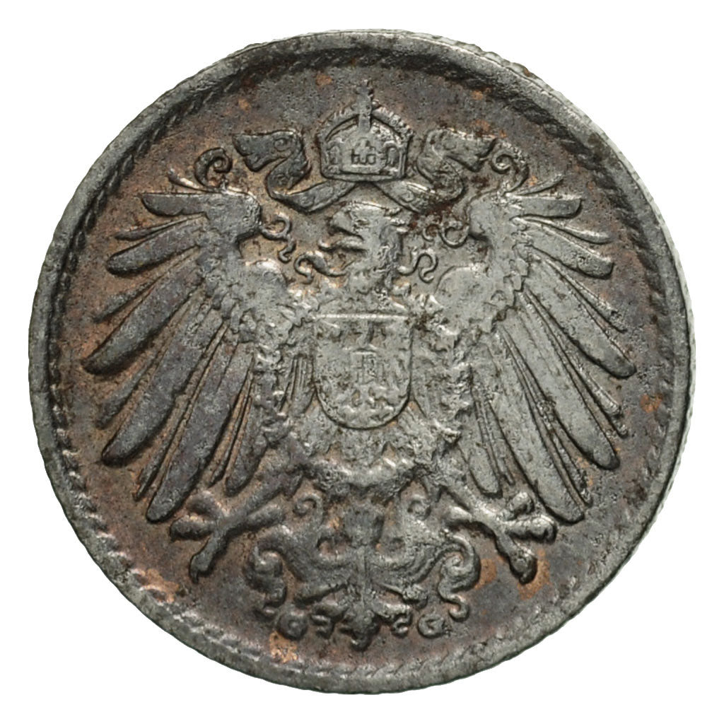 Monnaie, GERMANY - EMPIRE, 5 Pfennig, 1915, Karlsruhe, B+, Iron, KM:19