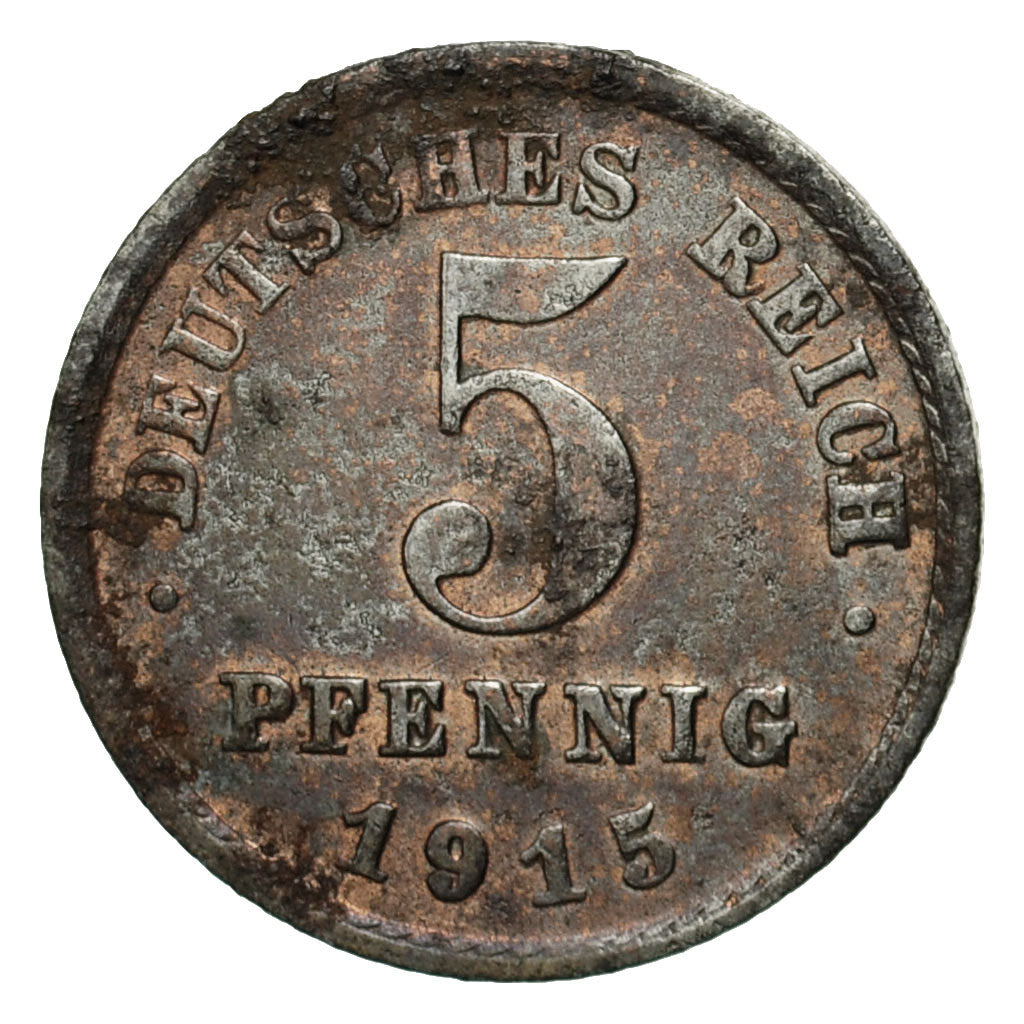 Monnaie, GERMANY - EMPIRE, 5 Pfennig, 1915, Karlsruhe, B+, Iron, KM:19