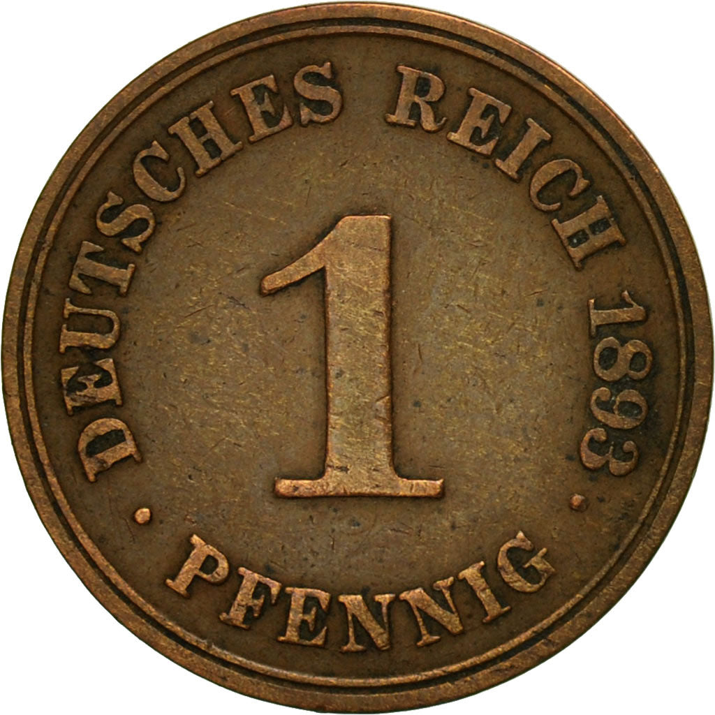 Monnaie, GERMANY - EMPIRE, Wilhelm II, Pfennig, 1893, Berlin, TTB, Cuivre, KM:10