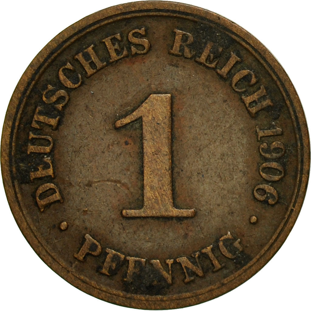 Monnaie, GERMANY - EMPIRE, Wilhelm II, Pfennig, 1906, Stuttgart, TB+, Cuivre