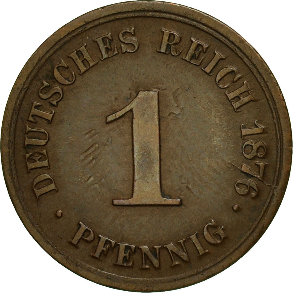 Moneta, GERMANIA - IMPERO, Wilhelm I, Pfennig, 1876, Munich, BB, Rame, KM:1