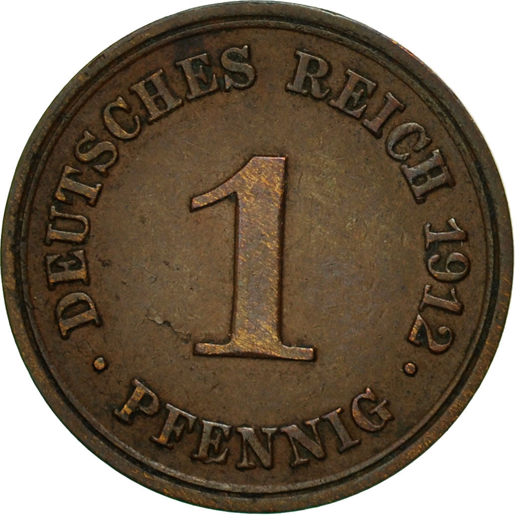 Coin, GERMANY - EMPIRE, Wilhelm II, Pfennig, 1912, Muldenhütten, VF(30-35)