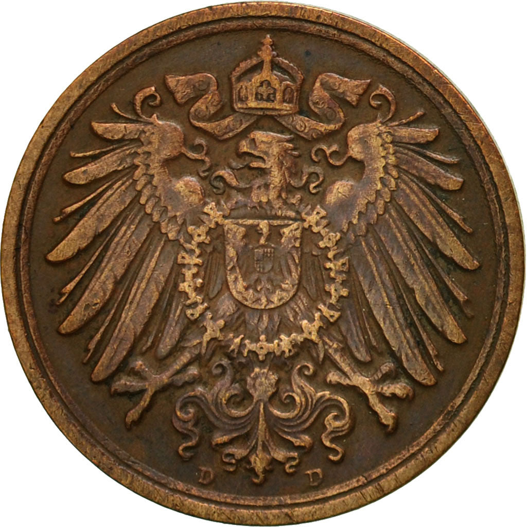 Moneta, GERMANIA - IMPERO, Wilhelm II, Pfennig, 1912, Munich, MB+, Rame, KM:10