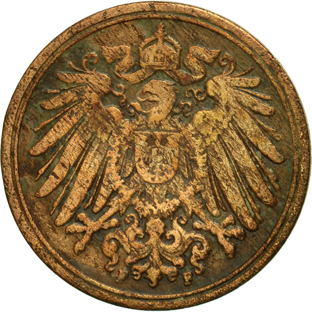 Coin, GERMANY - EMPIRE, Wilhelm II, Pfennig, 1896, Stuttgart, VF(20-25), Copper