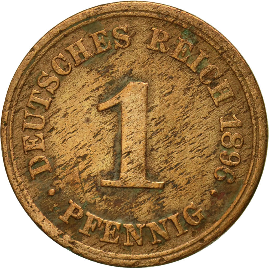 Coin, GERMANY - EMPIRE, Wilhelm II, Pfennig, 1896, Stuttgart, VF(20-25), Copper