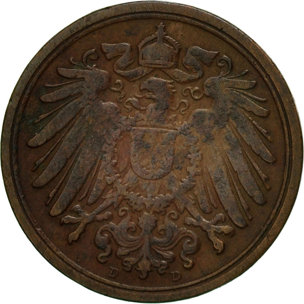 Coin, GERMANY - EMPIRE, Wilhelm II, Pfennig, 1900, Munich, VF(20-25), Copper