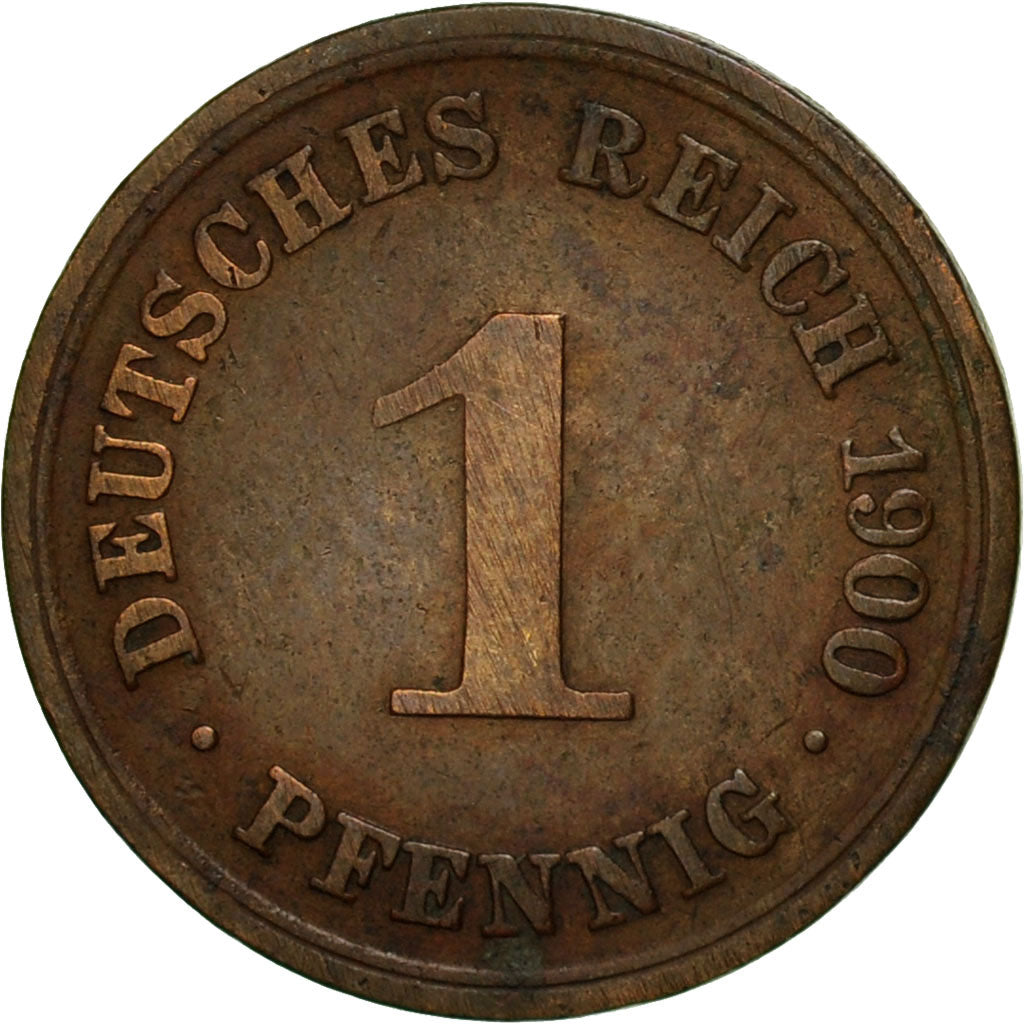 Coin, GERMANY - EMPIRE, Wilhelm II, Pfennig, 1900, Munich, VF(20-25), Copper