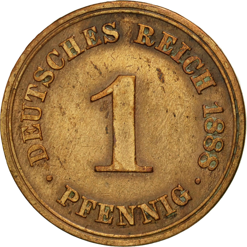 Moneta, GERMANIA - IMPERO, Wilhelm I, Pfennig, 1888, Berlin, MB, Rame, KM:1