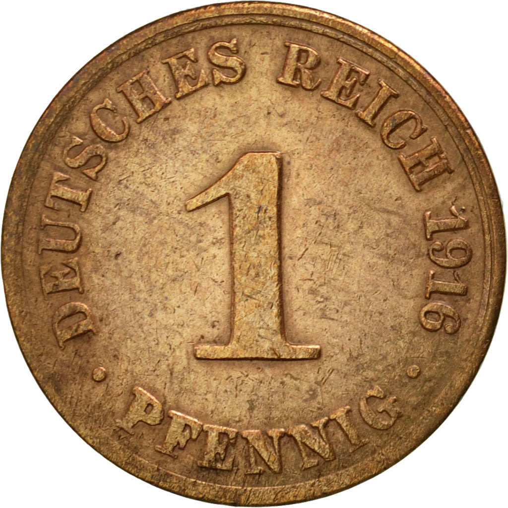 Moneta, NIEMCY - IMPERIUM, Wilhelm II, Pfennig, 1916, Berlin, VF(20-25), Miedź