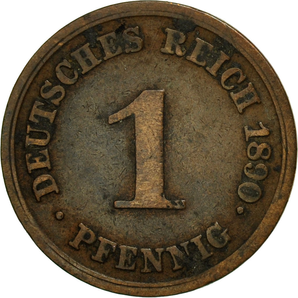Monnaie, GERMANY - EMPIRE, Wilhelm II, Pfennig, 1890, Muldenhütten, TB, Cuivre
