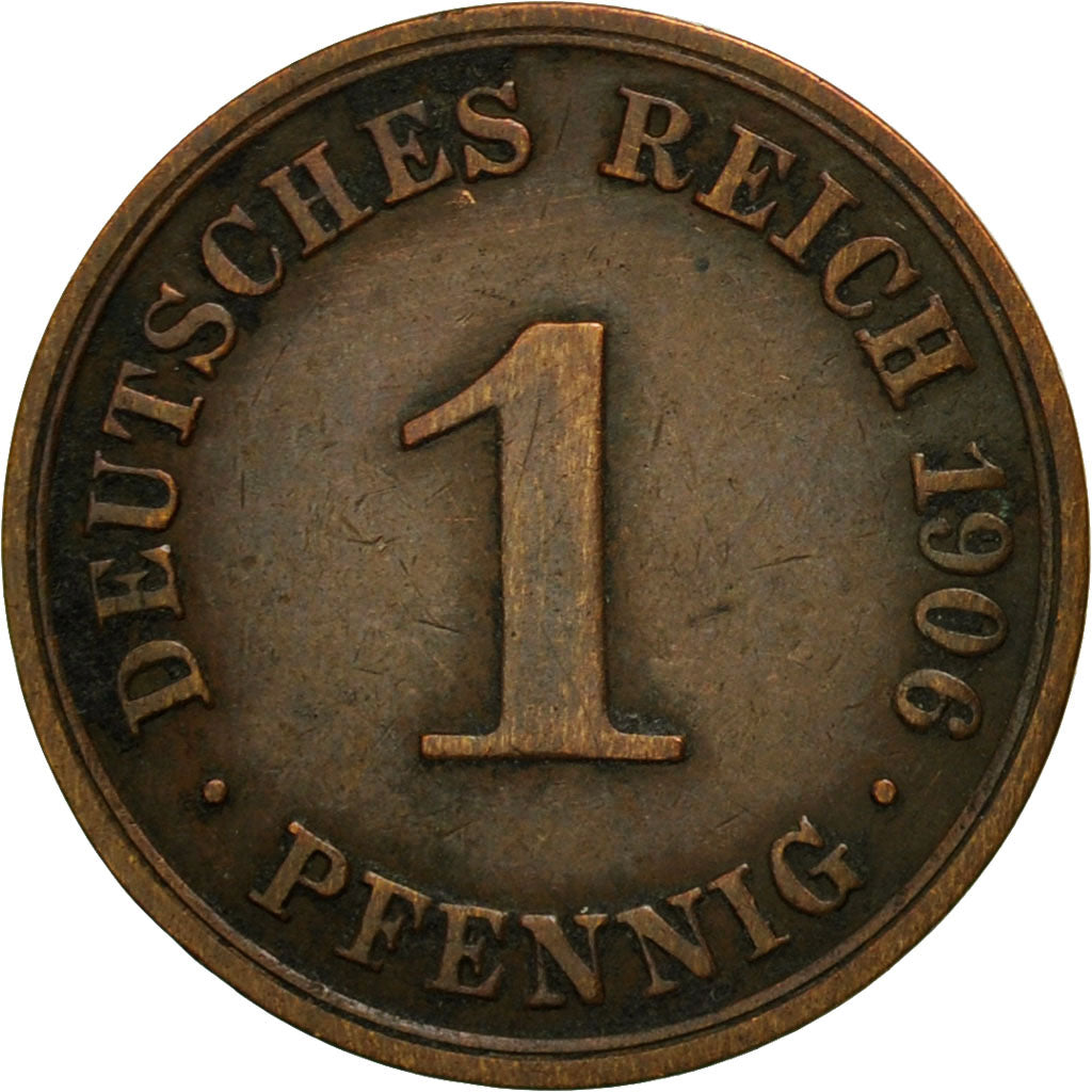 Moneta, GERMANIA - IMPERO, Wilhelm II, Pfennig, 1906, Berlin, MB, Rame, KM:10
